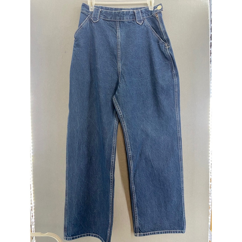 Rudy Jude Adult Jeans Indigo Blue Organic Cotton Wide Leg Side Zip Size 3